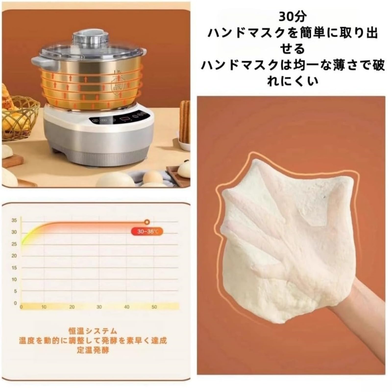 Amazon | Iuseike パンこね機 自動生地こね発酵 ステンレス製ポット